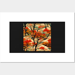 Japanese Autumn Chiyogami Pattern Posters and Art